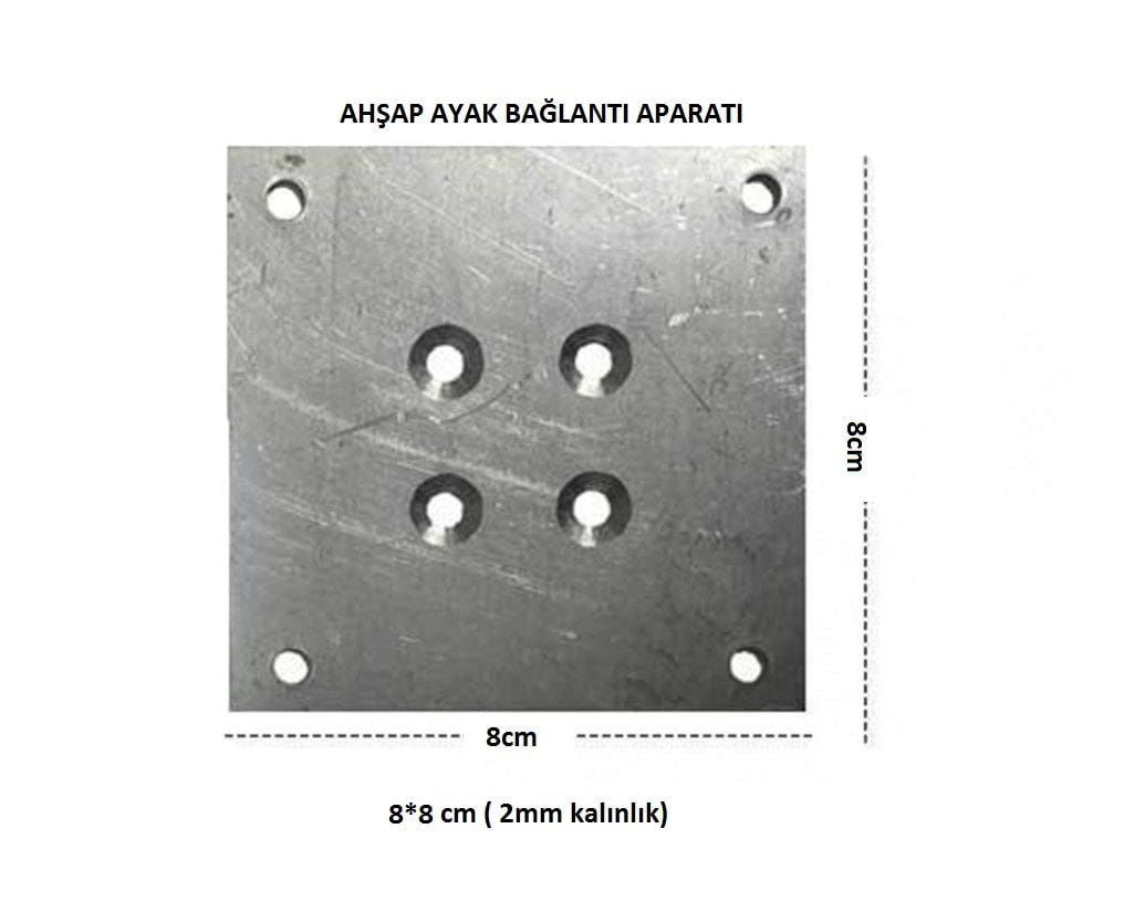 AHŞAP AYAK BAĞLANTI APARATI -Metal- 8x8cm (2mm Kalınlık)