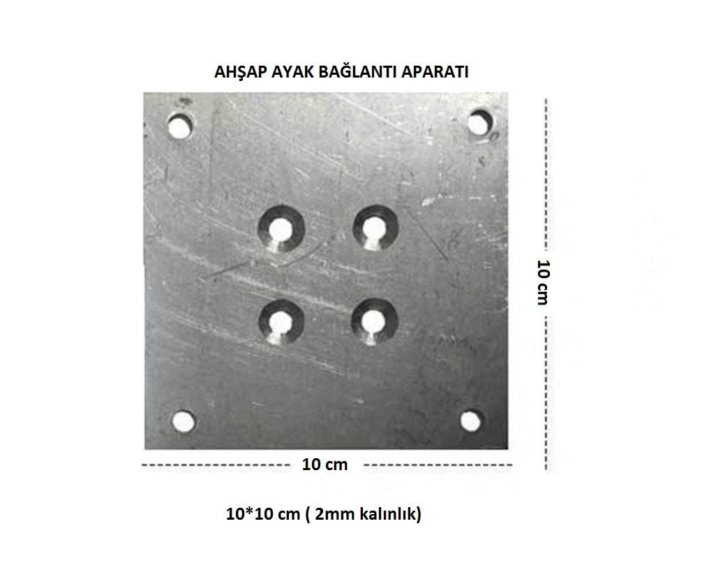 AHŞAP AYAK BAĞLANTI APARATI -Metal- 10x10cm (2mm Kalınlık)